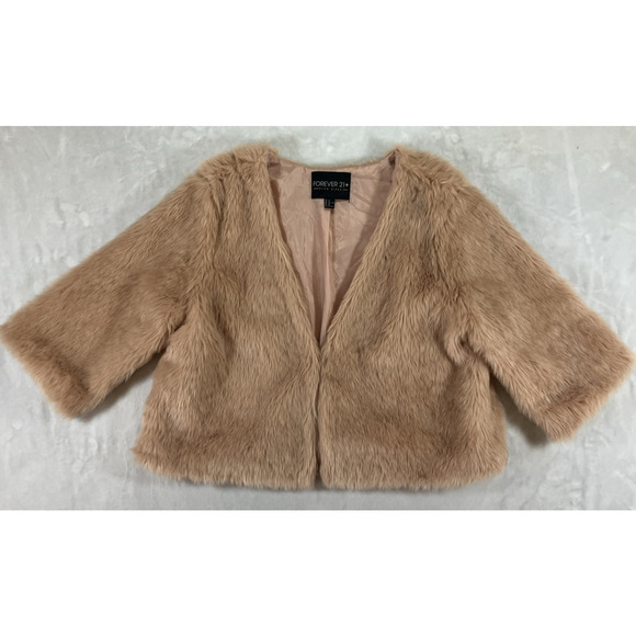 Forever 21 Plus Size 3XL Jacket Faux Fur Dusty Pink Date Night Preppy Romantic - Picture 1 of 13